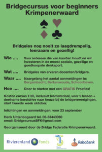 START NIEUWE BRIDGECURSUS VOOR BEGINNERS
